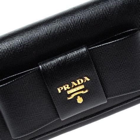 prada saffiano bow wallet black|prada saffiano wallet sale.